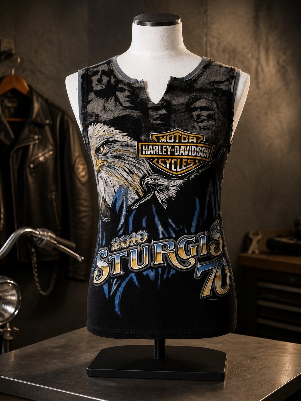 Harley-Davidson authentic Sturgis 2010 Eagle Graphic Tank women's size M